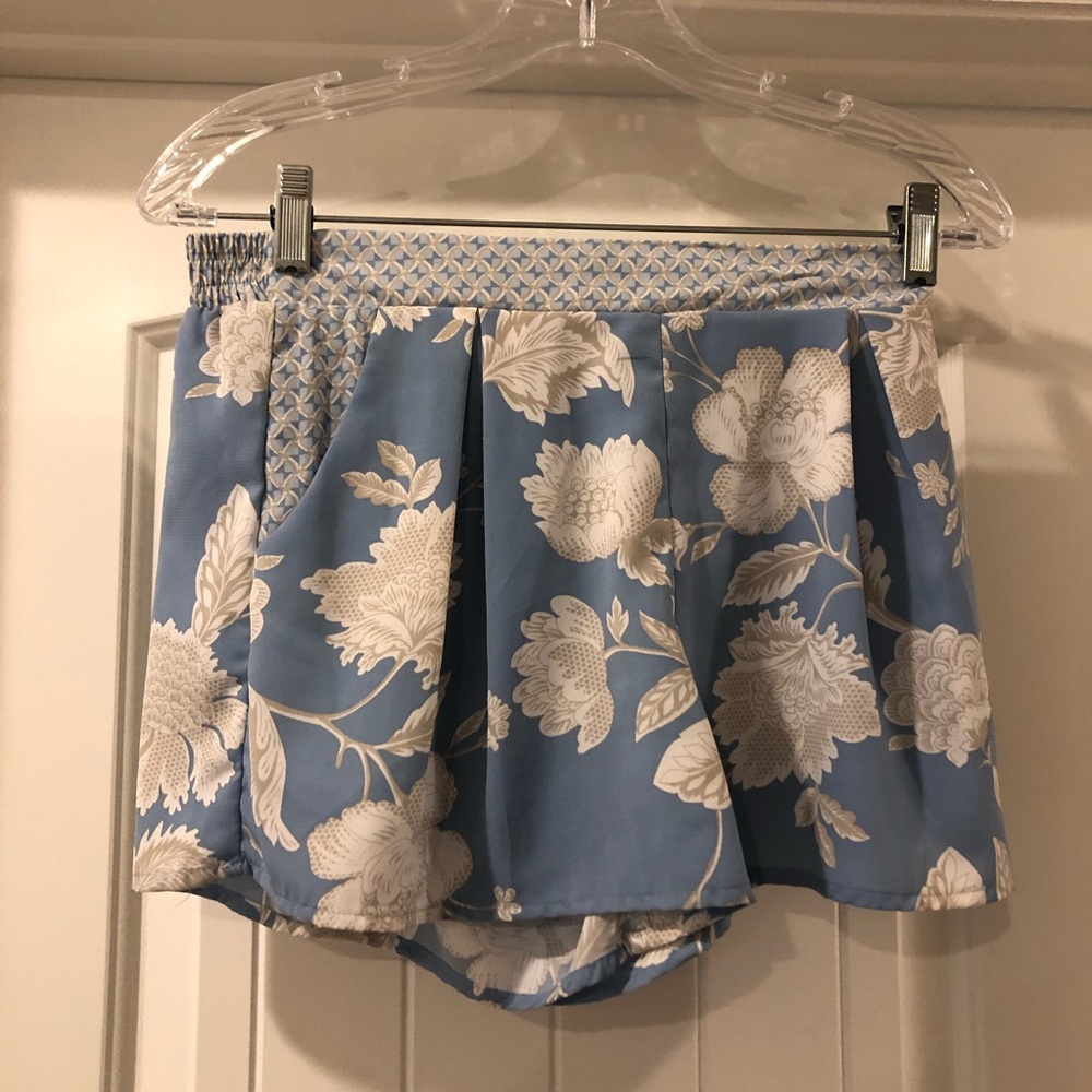 Blue Satin Shorts
